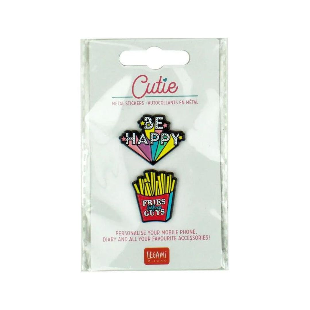 Набор металлических стикеров "Be happy"